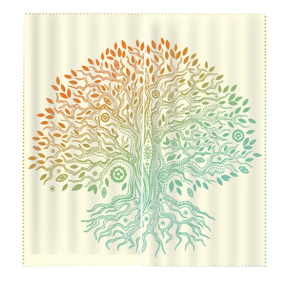 

Tree of Life Window Curtain Big Old Lush Tree with Lot of Leaves and Branches Nature Growth Eco Art Fabric Curtains Decor