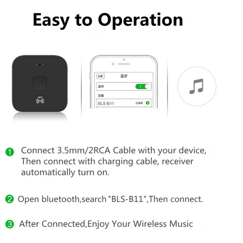 Аудиоприемник 3 5 мм Micro USB 2 RCA NFC V5.0 Bluetooth автомобильный музыкальный комплект AUX