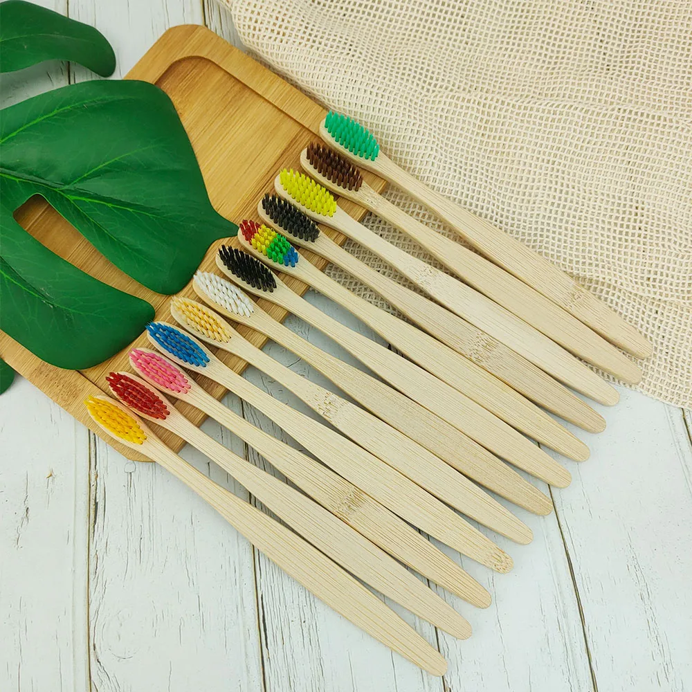 

10PCS Colorful Natural Bamboo Toothbrush Set Soft Bristle Charcoal Teeth Whitening Bamboo Toothbrushes Soft Dental Oral Care