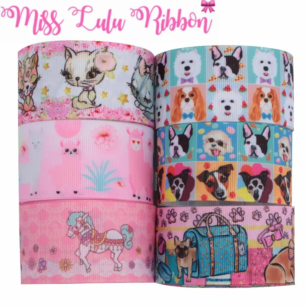 16 мм 75 цветной цветок Звезда лиса Мультфильм Альпака напечатаны Grosgrain/эластичная