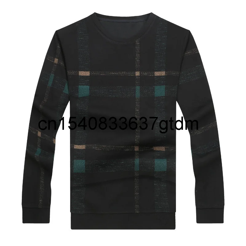 

Новая Осенняя мужская полнит размера плюс, модные повседневные Круглый воротник, в полоску, с рисунком футболка с длинным рукавом Мужская Ж...