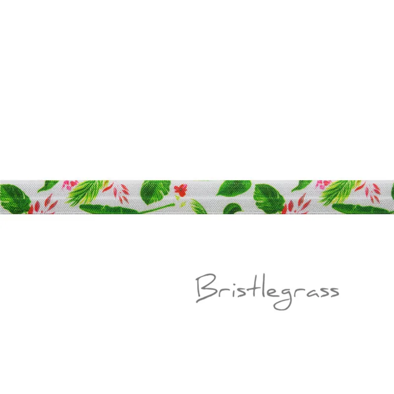 Leaf BRISTLEGRASS 2 ярда 5/" 1,5 см Сова Фламинго цветочный принт враг складной над эластичными повязка из спандекса волос галстук платье с повязкой швейная отделка - Цвет: Leaf