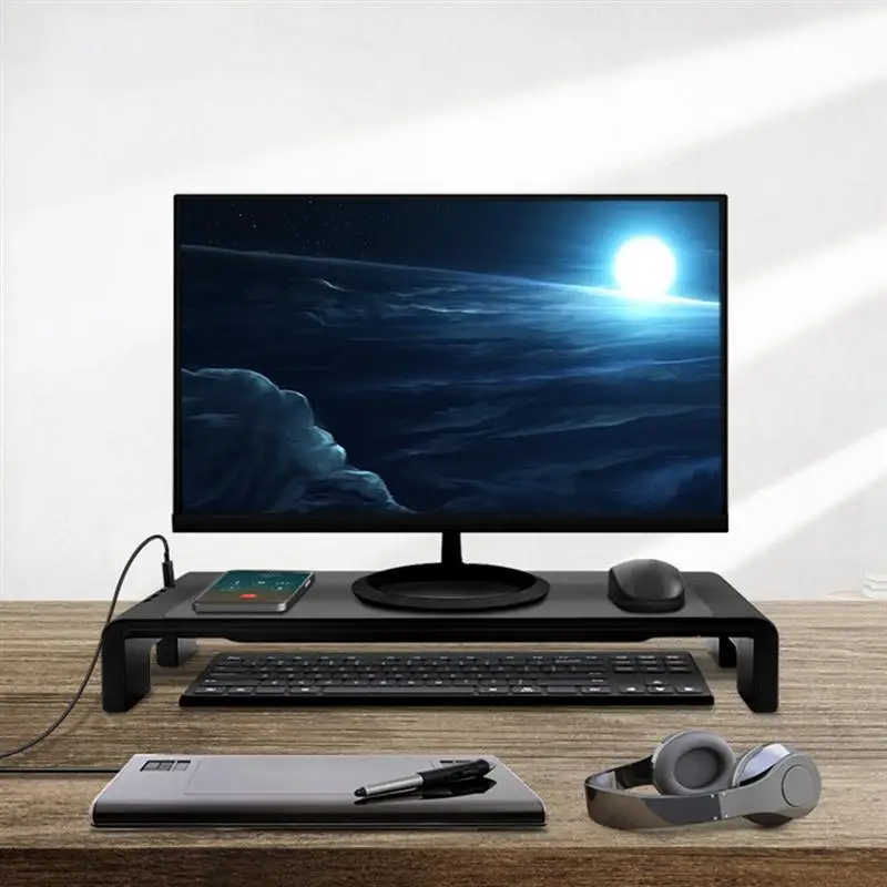 

Multi-Function Base Holder Desktop Monitor Stand Computer Screen Riser USB 2.0 Charging Laptop Stand LaptopBase Storage Rack
