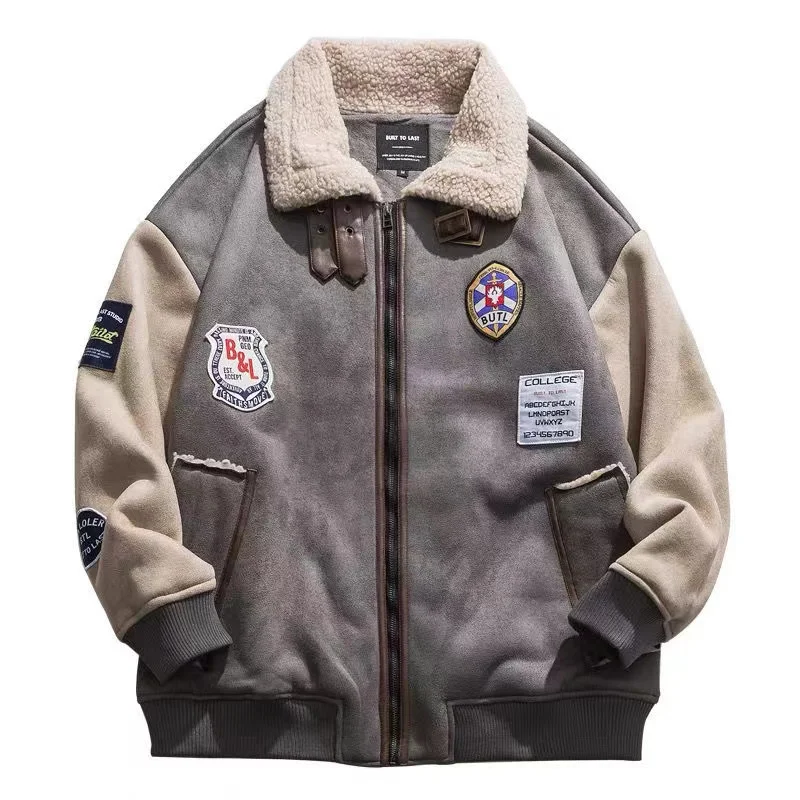 

Men'S Coat Lamb Wool Tooling Cotton-Padded Jacket Winter Couples Student Cotton-Padded Lapel Warmth Thickening Fashion Jacket