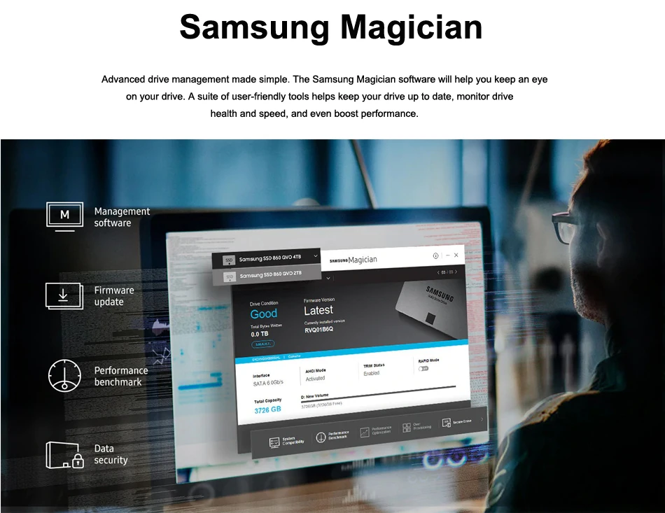 SAMSUNG SSD 860 QVO 2 ТБ Внутренний твердотельный диск HDD QLC жесткий диск SATA3 2,5 дюймов для ноутбука Настольный ПК