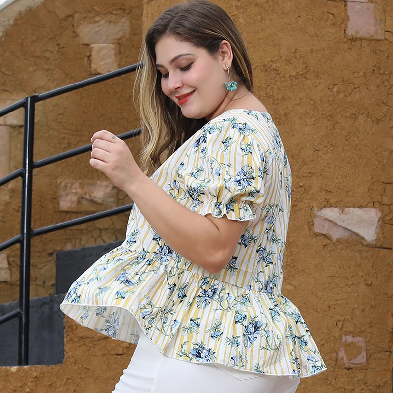 Футболка WHZHM женская с V образным вырезом винтажная Свободная рубашка коротким