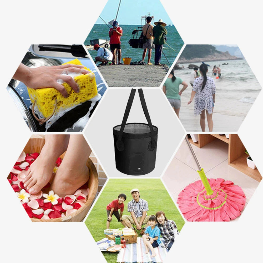 

12L/20L Bowl Sink Washing Bag Car Wash Bucket Portable Outdoor Travel Foldable Water Bucket Multifunction Folding Bucket