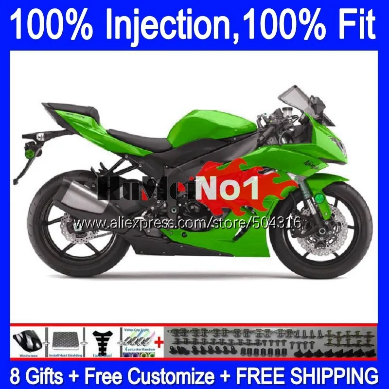 

Body For KAWASAKI NINJA ZX636 ZX 6R 6 R 636 ZX6R 09 10 11 12 58MC.186 600CC ZX-636 ZX-6R 2009 2010 2011 2012 Fairing Gloss green