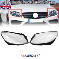 magickit 1 pair headlamp shell for mercedes c class w205 headlight lens cover 2014 2017