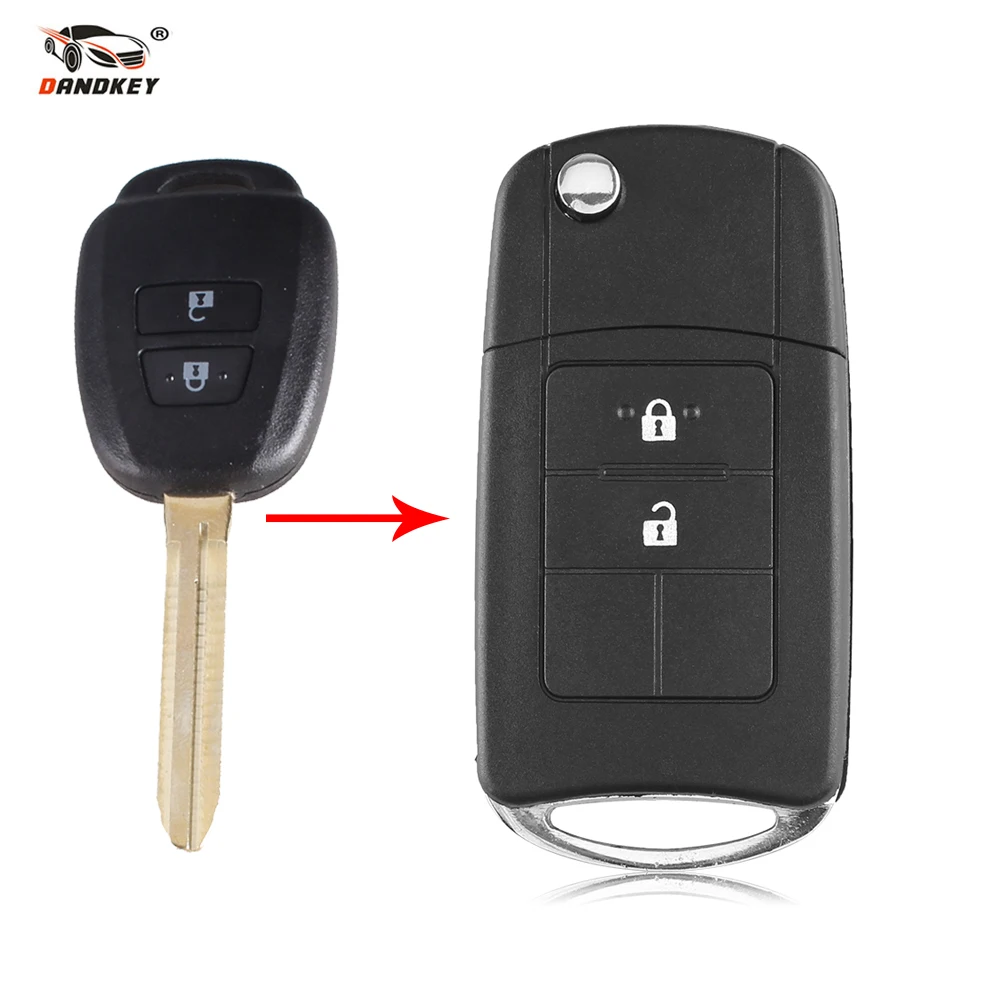 Чехол для автомобильного ключа Dandkey откидной чехол с 2 кнопками Toyota RAV4 Corolla Avalon Camry