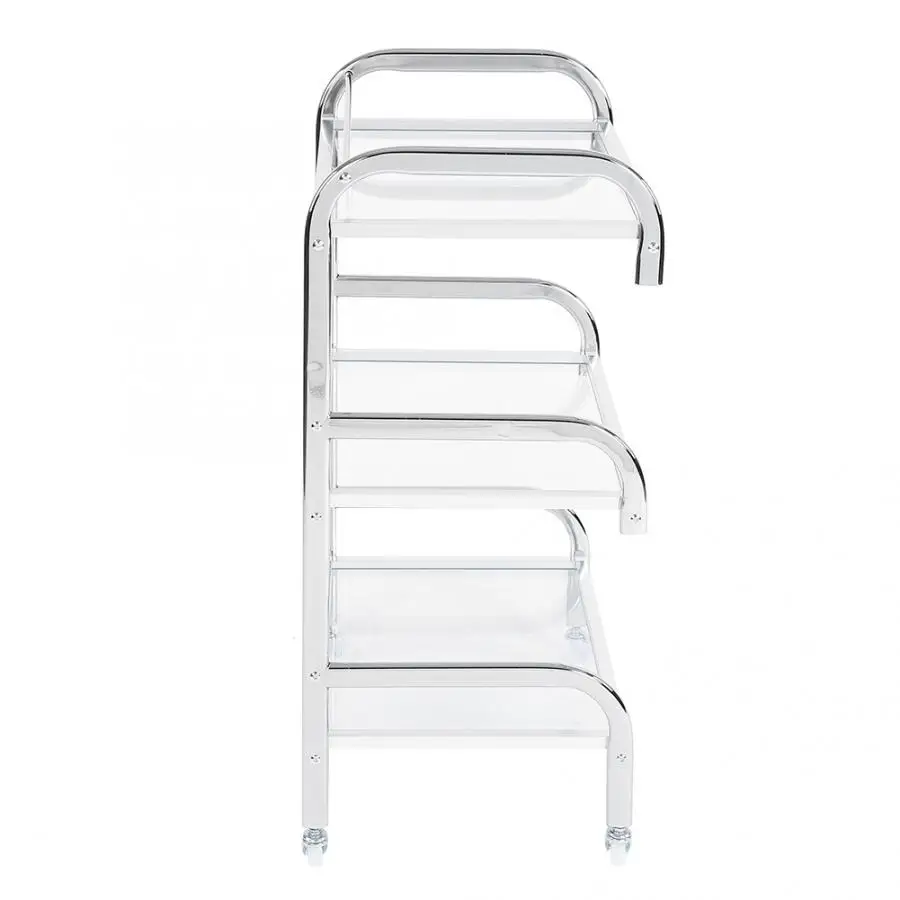 

Professional Electroplated Tempered Glass Rolling Wheel Storage Rack Beauty Trolley Cart CB-2006 Storage Trolley