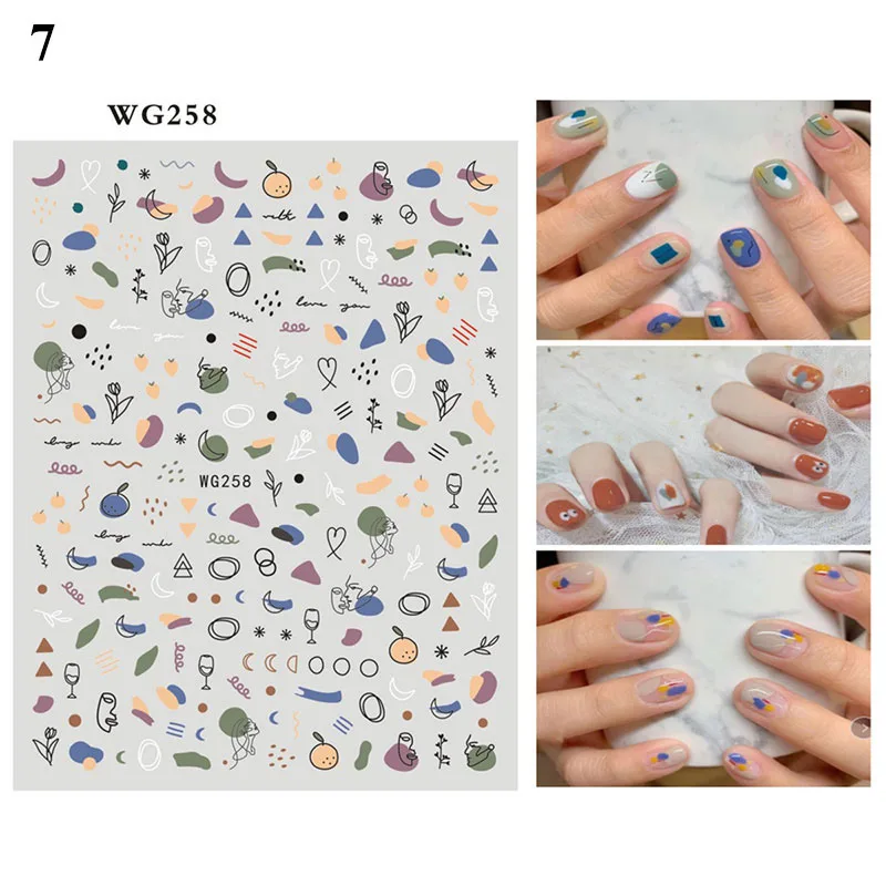 3D слайдеры с цветами наклейки для ногтей летние растения украшение маникюра