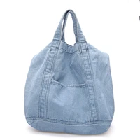 2021 super big denim womens handbag japan style shopper handbags ladies preppy blue shoulder bag female casual tote bag large