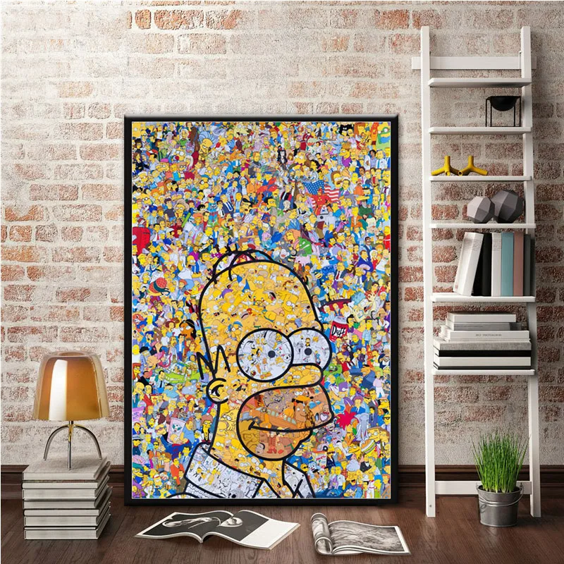 Плакат с симпсонами Мультяшные плакаты и принты Картина на холсте Настенная