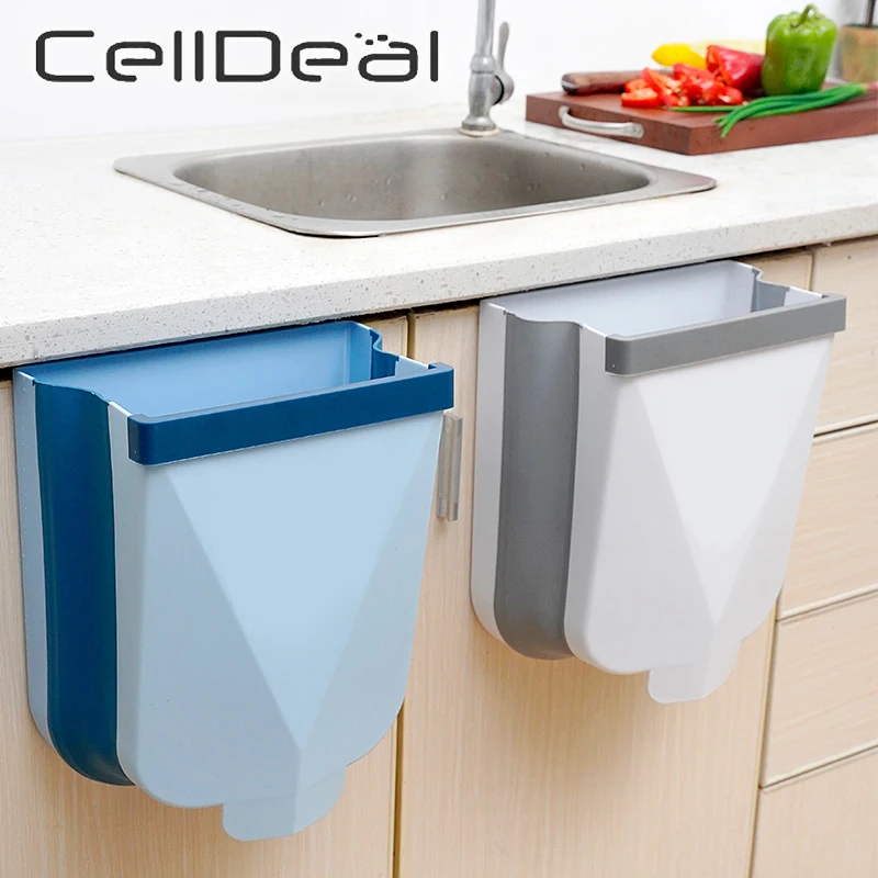 

Kitchen Folding Trash Can Wall Mounted Waste Bins Garbage Cans Car Recycle Bin Trash Bin Door Toilet Waste Storage Bucket
