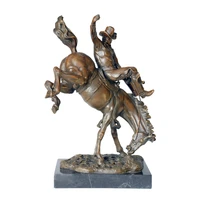 bronze western cowboy on horse statue famous sculpture art hot casting wonderful office table decoration