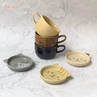 kawaii ceramic mug japanese style creative cat coffee cup tea cup with lid household couple milk breakfast cup water cup