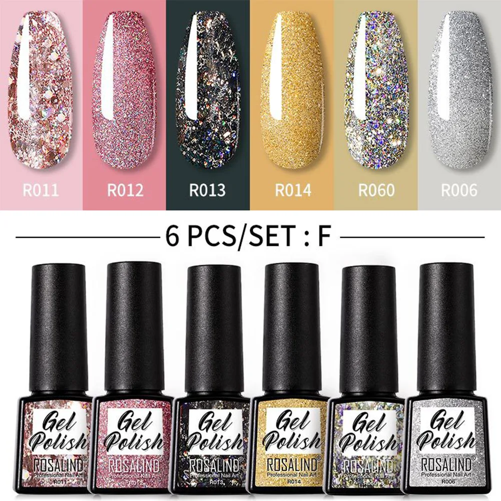 

6 Colors Nail Gel Polish Set Glitter Nail Polish Kit 7ML UV/LED Lamp Cured Gel Polish Gift for Girls Women