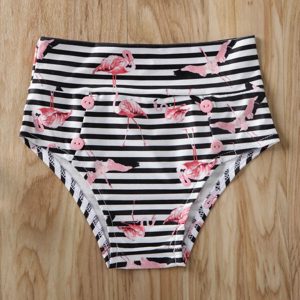 0-4T Toddler Baby Girls Kid Stripe One Shoulder Tops + Shorts Swimsuit Swimwear Flamingo Swimming Outfit | Мать и ребенок