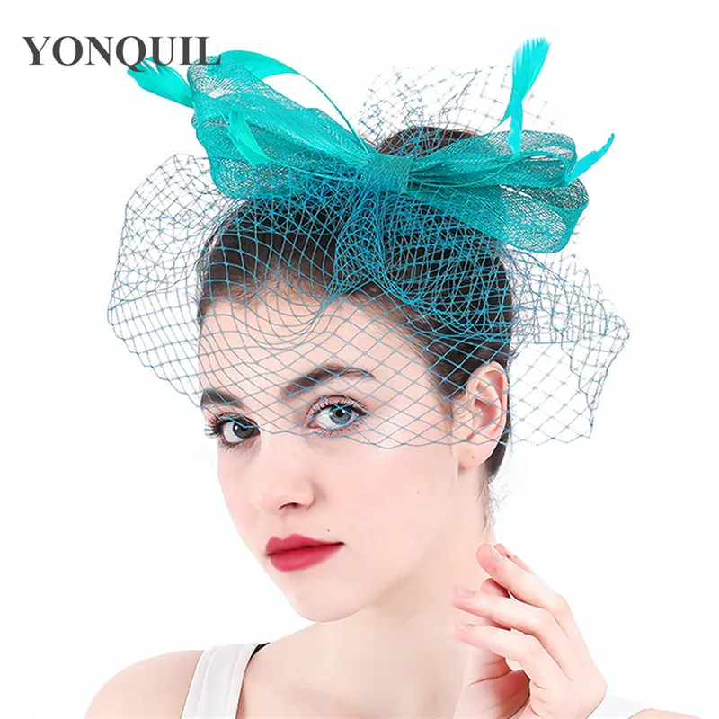 

Elegant Bride Mesh Headwear With Fany Feathers Fascinator Hair Pin Net Hair Accessories Women Fashion Party Tea Dinner Headwear