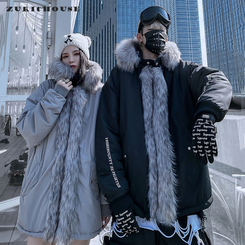 Женская зимняя куртка с капюшоном ZURICHOUSE парка большим меховым воротником модель