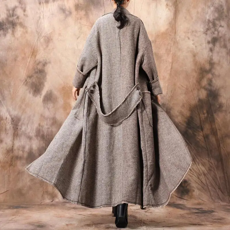 Новинка 2019 года осенне-зимнее модное длинное пальто в клетку с большими