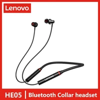 lenovo he05 bluetooth 5 0 wireless earphone magnetic neckband headphone ipx5 waterproof sports earbuds with noise cancelling mic