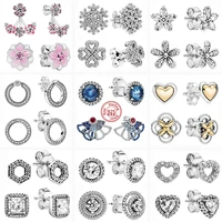 925 sterling silver sparkling daisy flower heart crown circular forever family tree love earring for women diy gift fine jewelry
