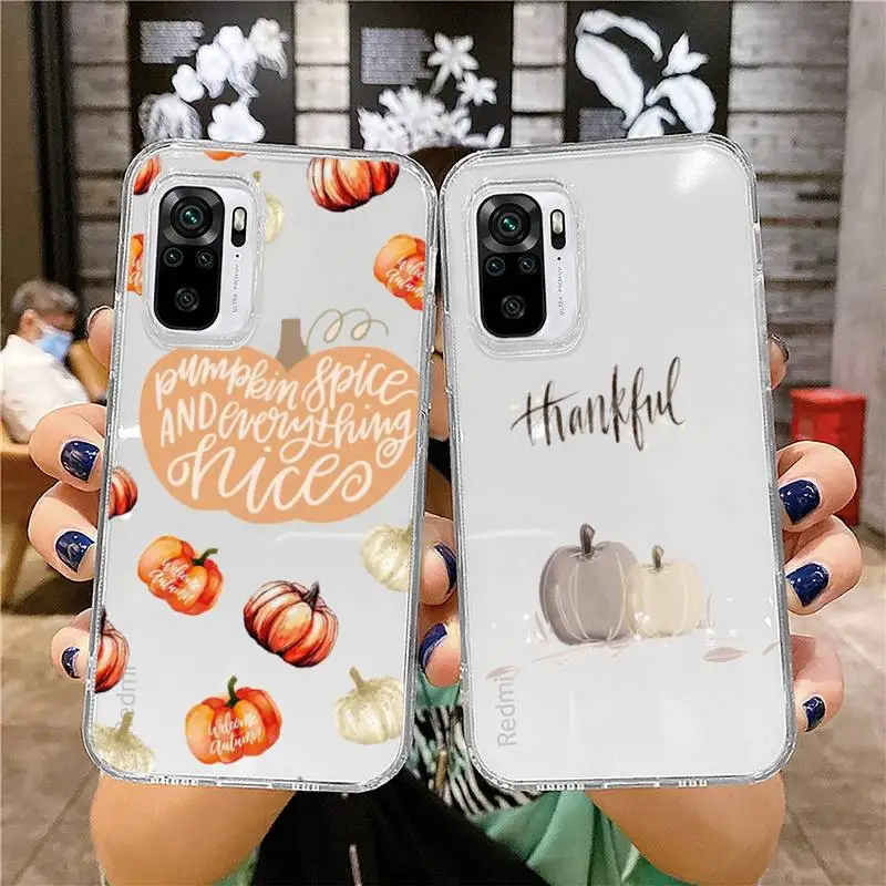 autumn happy pumpkins Phone Case for xiaomi 11 redmi note 10 9 8 7 pro lite T A S 10T 9A 9S 8T pro 4G transparent coque funda