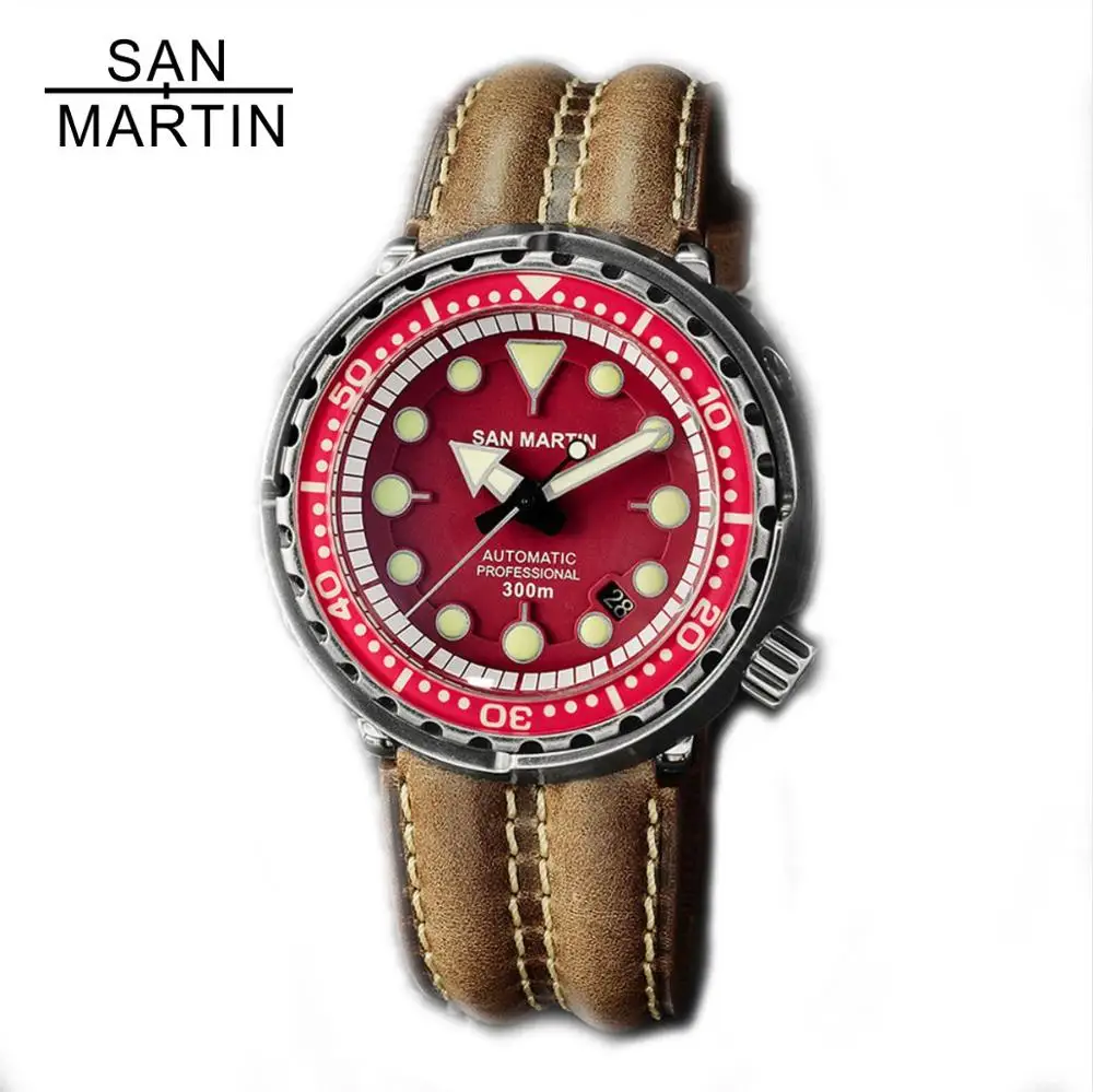 

San Martin Retro Black Tuna SBBN015 Men's Watch 30 Bar Sapphire Crystal Stainless Steel Automatic Mechanical Wrist watch for men
