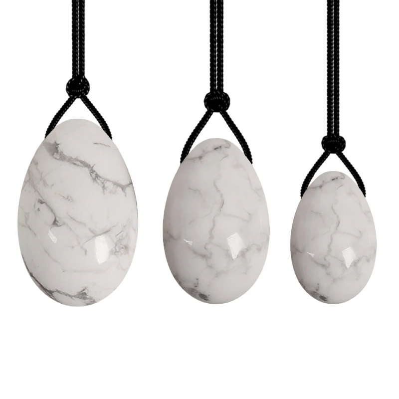 

White Turquoise Jade Yoni Egg Set Drilled Kagel Exerciser Vaginal Muscles Tightening Ball Natural Crystal For Women HealthCare