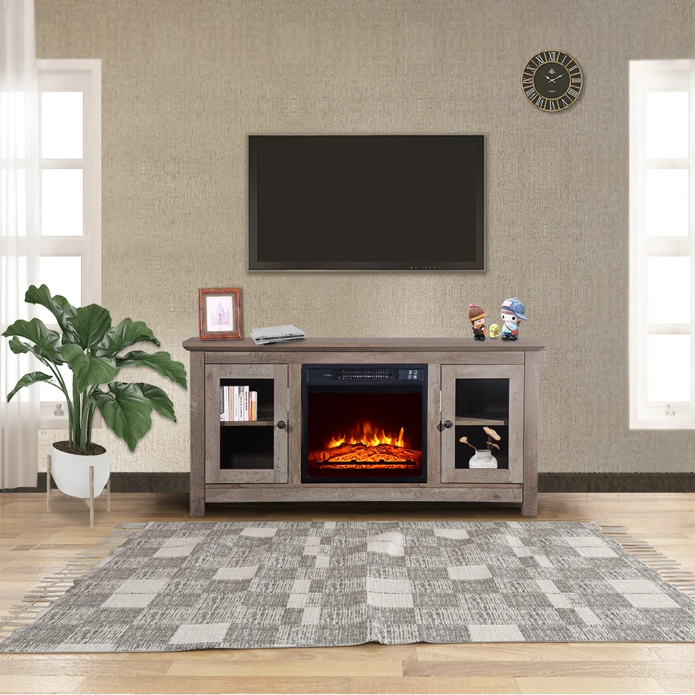 

ZOKOP SF03-18G HA114-51 51-Inch Log Cyan Fireplace TV Cabinet 1400W Single Color/Fake Wood/Heating Wire/With Small Remote