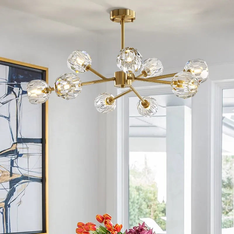 Хрустальный шар потолочное освещение золотые ветки дизайн потолочная лампа G9