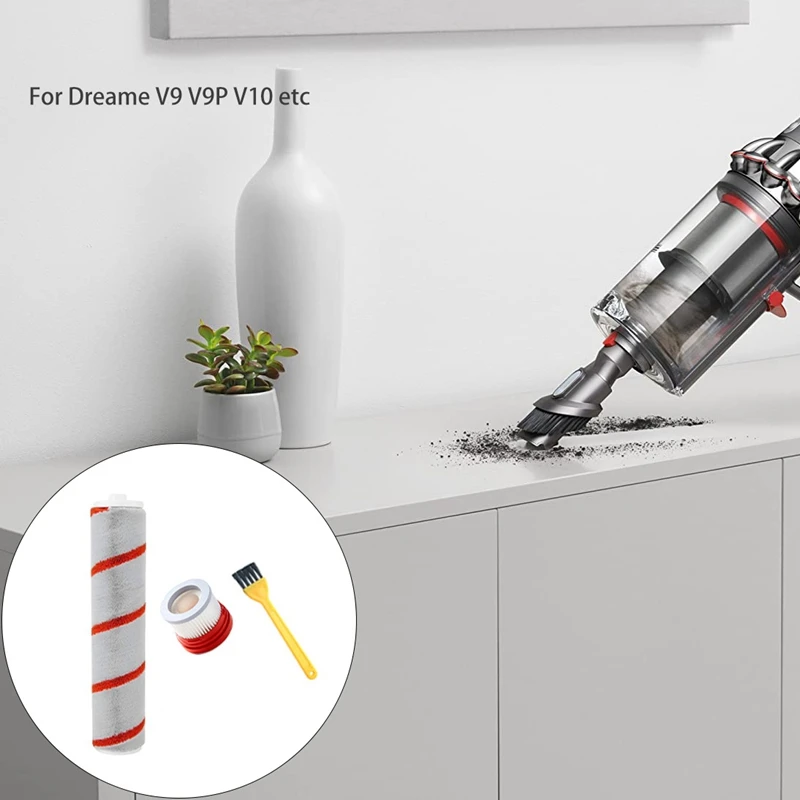 

HEPA Filter Roller Brush Replacements for Xiaomi Dreame V9 V9P V10 Handheld Vacuum Cleaner Accessories Parts Kit 3 Piece