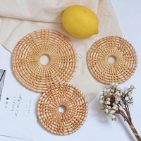 rattan woven coaster table insulation coaster shooting props japanese home furnishing anti scalding mat