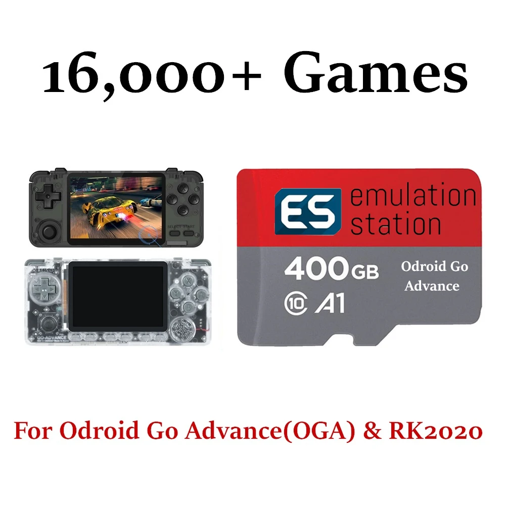 

Emulation Station 400G Fully Loaded Micro SD Card For Odroid Go Advance V2.0 Handheld 16,000+ Games Arcade Mame etc. Plug&Play