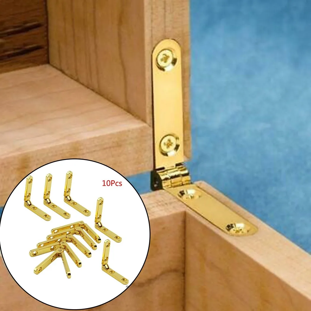 

10 Pcs 90 Degree Hinges Zinc Alloy Spring Hinge Cabinet Cupboard Door Bracket For Wooden Box Jewellery Case Home Decoration