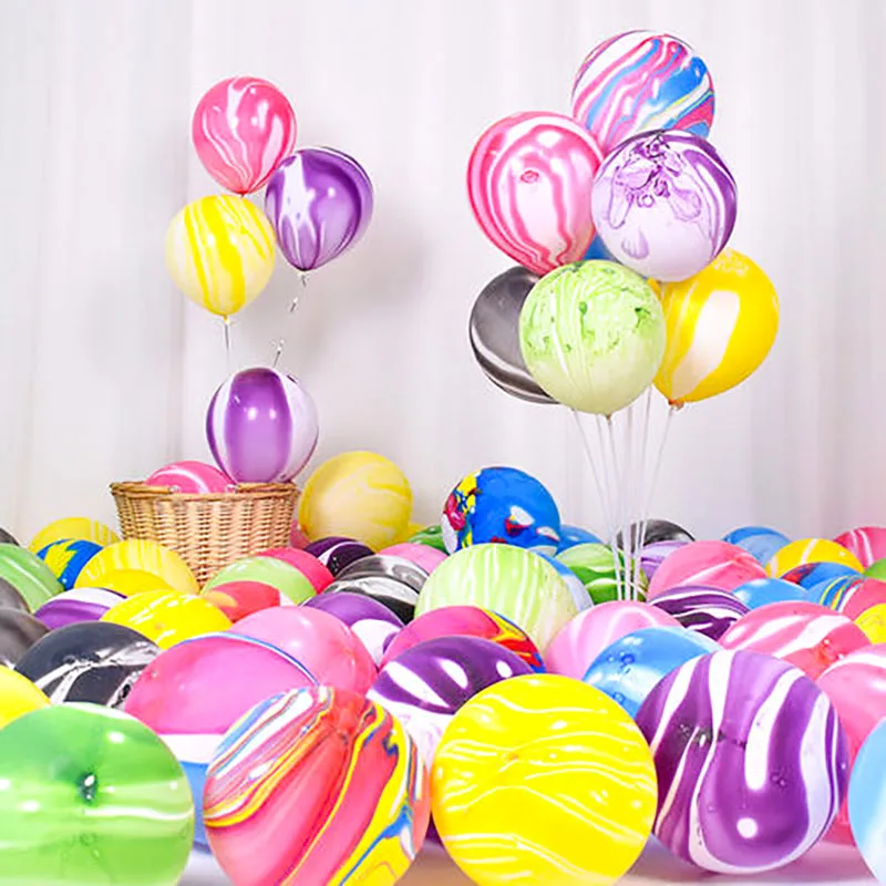 

5/10pcs 10/12 Inch Agate Marble Latex Balloons Colorful Wedding Birthday Party Decoration Ballons Kids Toys Air Helium Globos
