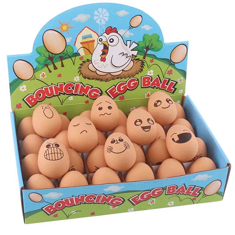 

A Variety of Expressions Cute Eggs Pet Fun Interactive Toys Elastic Rubber Dog Chew Toys Tease The Cat Ball Outdoor Walking Toys