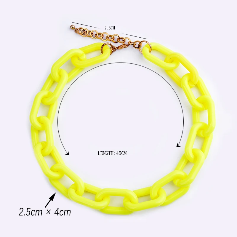 Женская пластиковая цепочка BOJIU розовая зеленая желтая чокер с цепочкой NKS070|choker