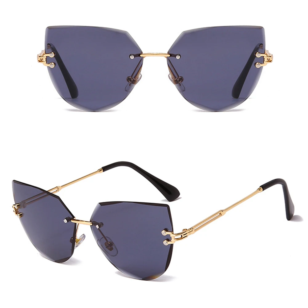 

New Rimless Cat Eye Sunglasses Fashion Design Metal Glasses Uv400 Eyewear Decorative Glasses 2021 Women's Glasses Eyeglasses