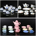 1:12 Кукольный дом домик для собственной сборки мини Керамика готовой продукции модель подарок игрушка 15 Чай Набор посуды набор посуды