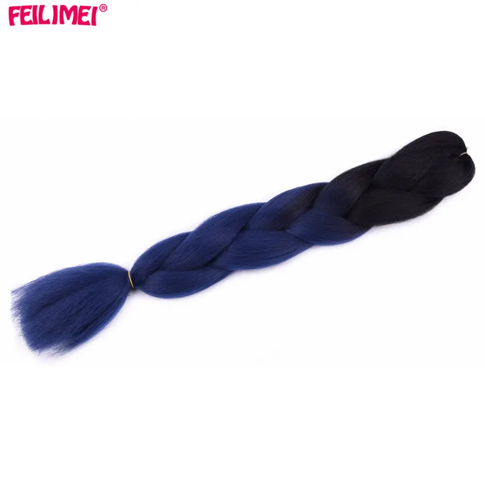 Feilimei, Омбре, блонд, Джамбо, косички, волосы для наращивания, синтетические, жаростойкие волосы, фиолетовый, серый, синий, вязанные косички, пряди для волос - Цвет: Жук