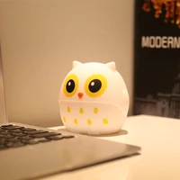 owl led night light 3 colors cute cartoon silicone bird lamp usb charging touch lamp color changing lights animal bedroom decor