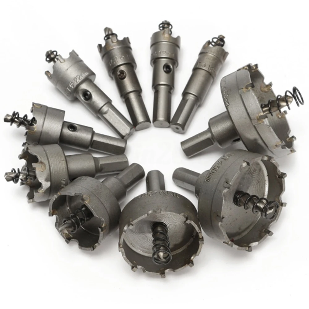 

10PCS Alloy Carbide Tip Hole Saw Cutter Drill Bit Set For Steel Metal Alloy 16/18/19/22/25/30/35/42/50/53mm