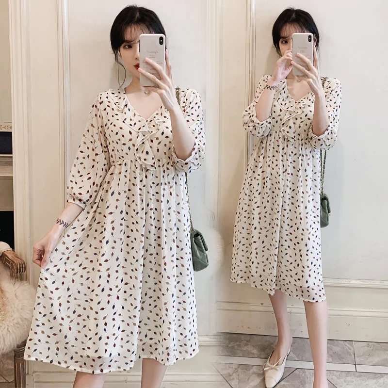 2020 Новое поступление весеннее платье для беременных женское в горошек больших