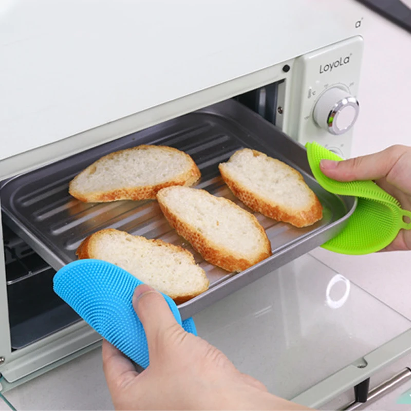 Многофункциональная цветная силиконовая щетка для мытья посуды двухсторонняя