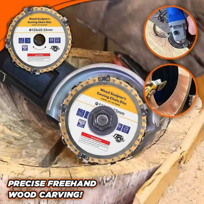 

Grinder wood carving chain saw disc 5" chainsaw grinder wheel Anti-kickback Double Saw Teeth Shaper, Cutting, Shaping