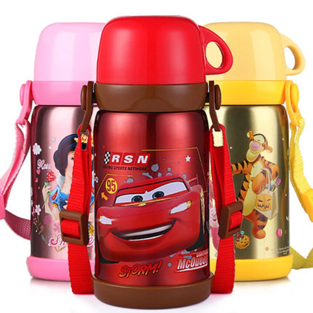 Disney Children's Mug Stainless Steel Silicone PP Material Student Cup Leakproof Drop-proof Portable Pupils Sports Cup 600/800ML