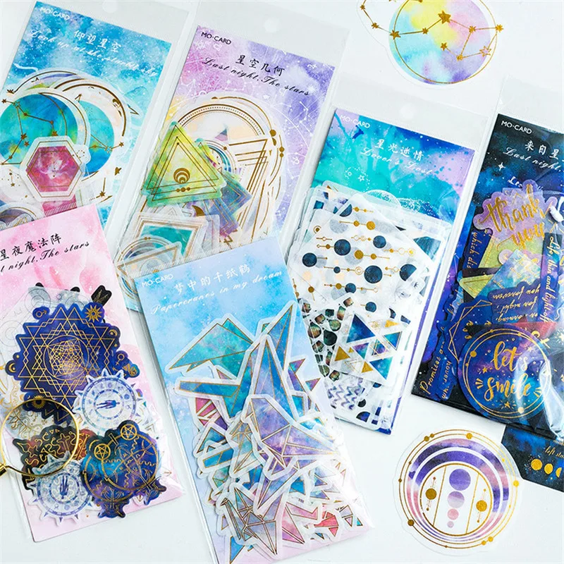 

1 Bag Watercolor Mini Kawaii Bronzing Stars Paper Stickers Diary Decorative DIY Scrapbooking Stationery Supplies 06487